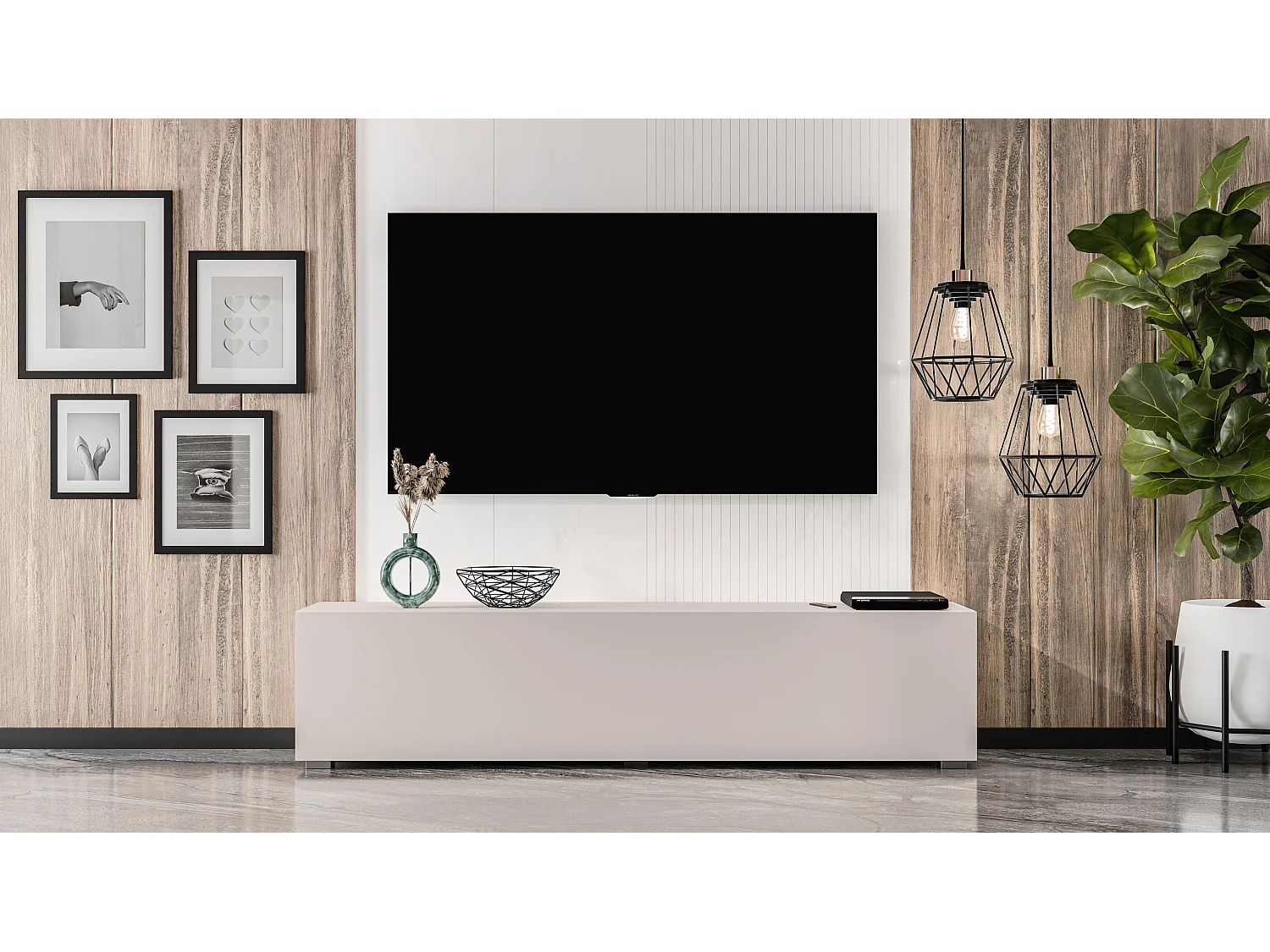 AX LIVING ZIVOLLI TV-Board 160 cm beige Lowboard