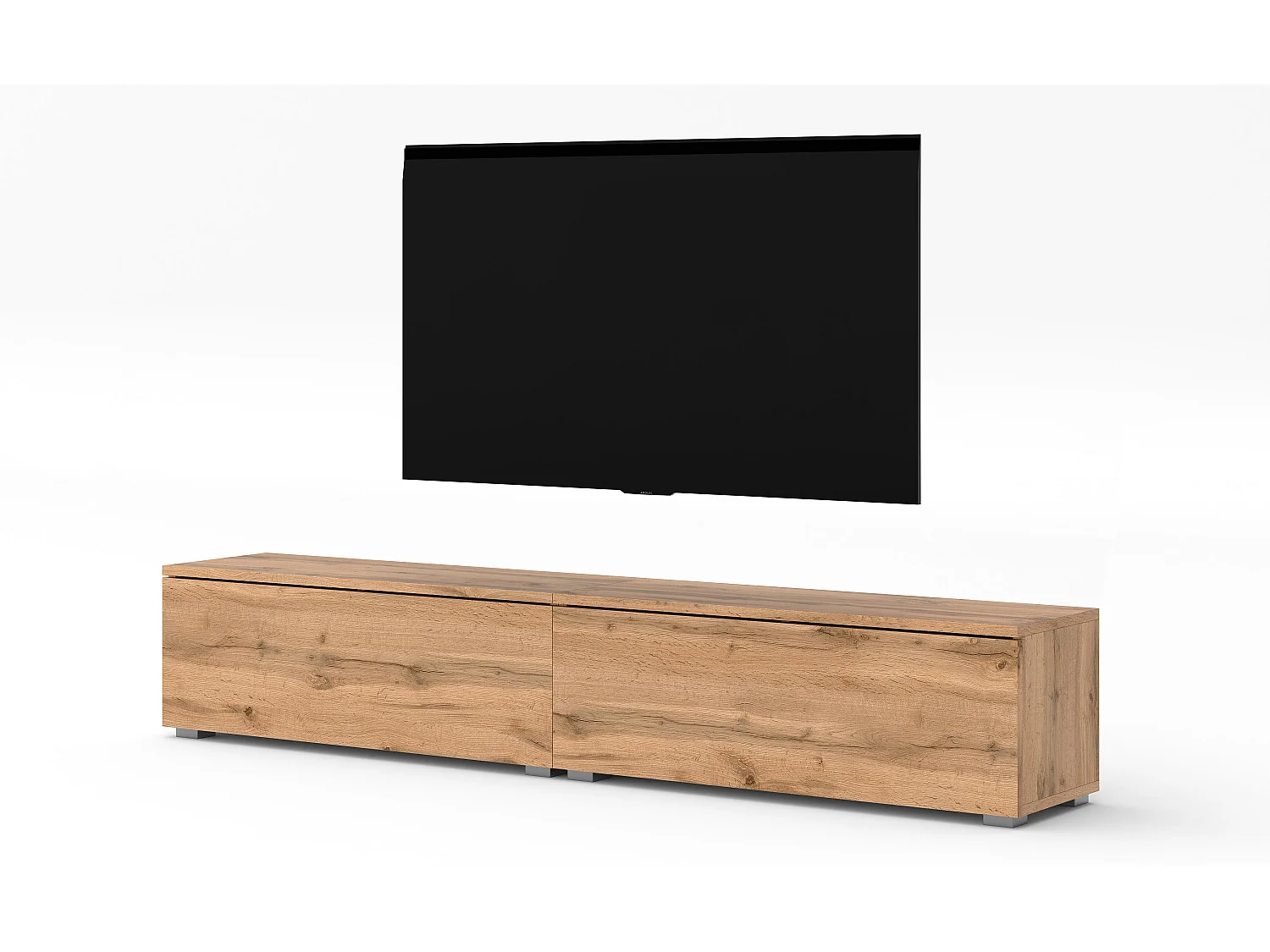 AX LIVING TV Schrank Designer Lowboard Eiche Wotan Loriano 2x100 cm