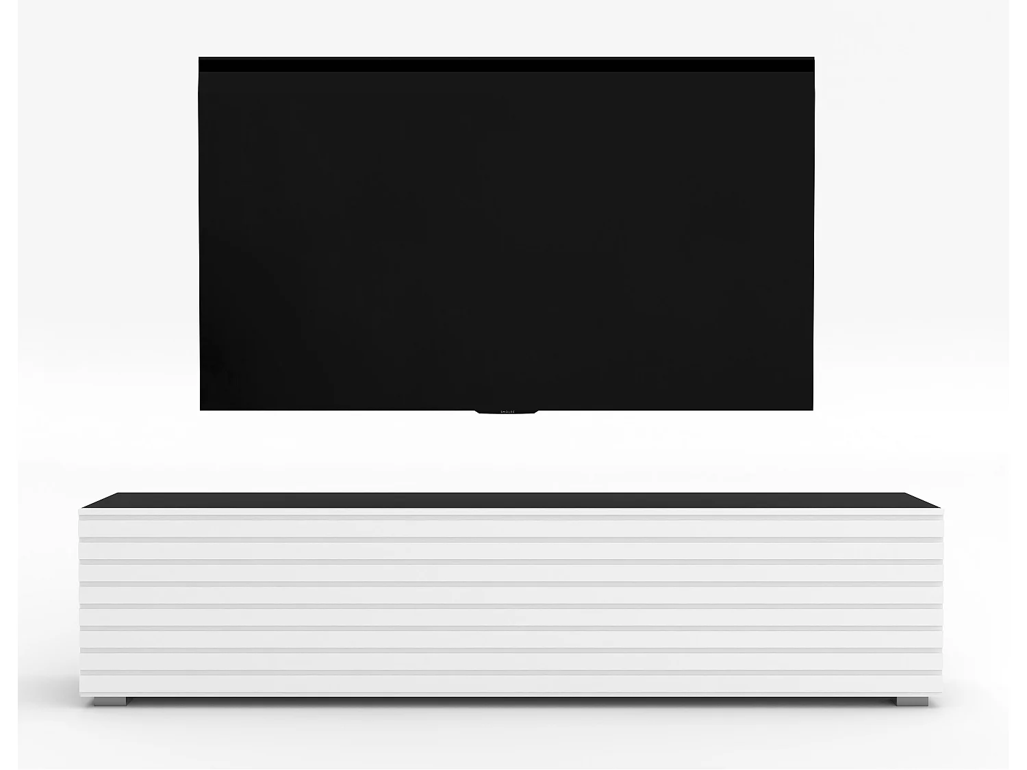 AX LIVING ZIVOLLI Lowboard 160 cm Schwarz Weiß mit Lamellenfront