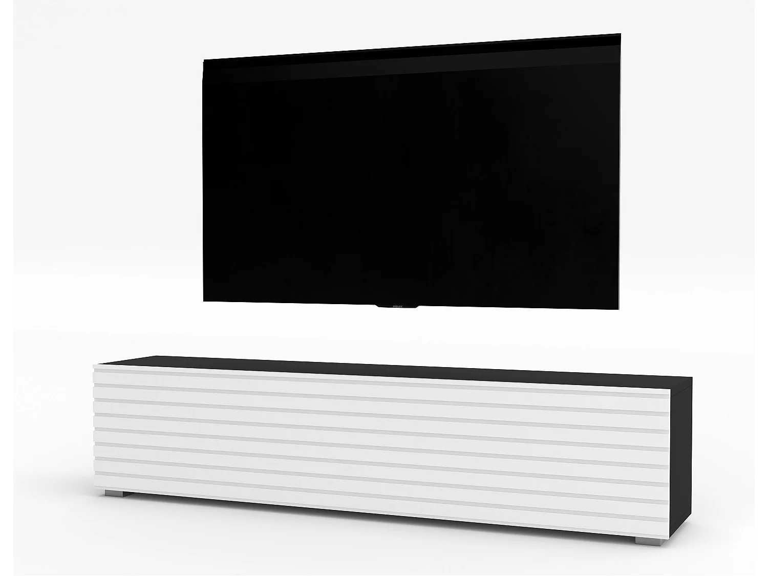 AX LIVING ZIVOLLI Lowboard 160 cm Schwarz Weiß mit Lamellenfront