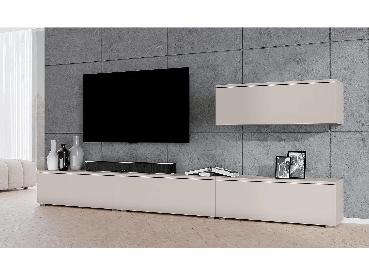 AX LIVING Meuble mural Loriano IV 300 cm beige cachemire