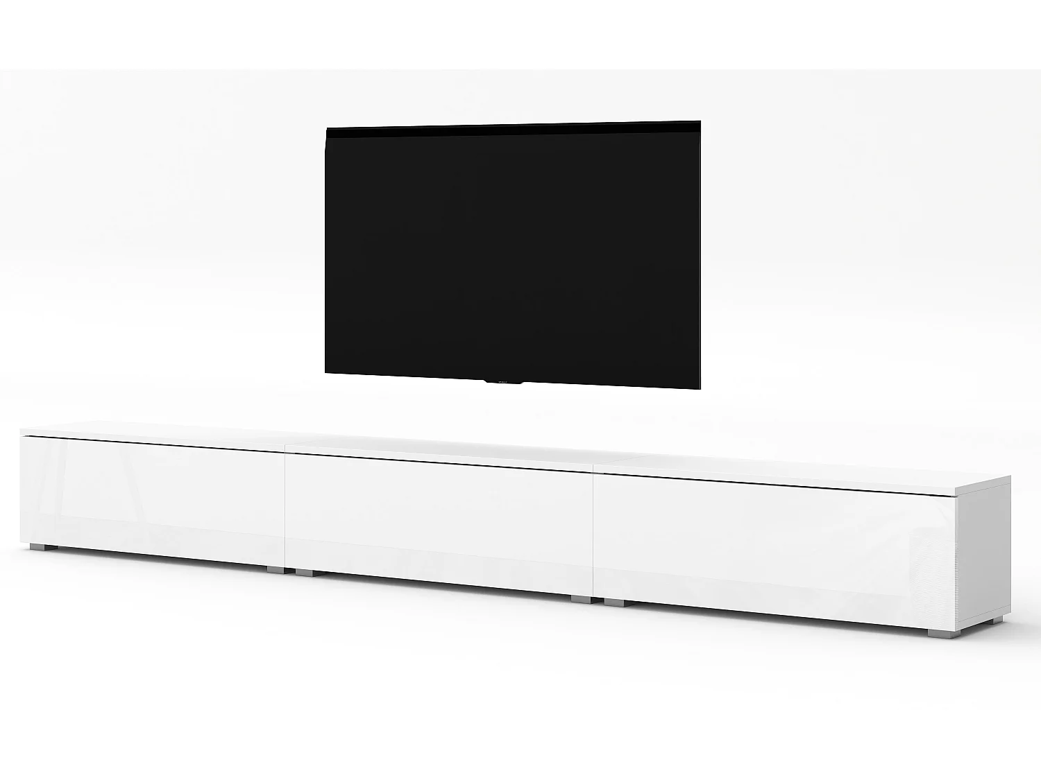 AX LIVING TV Bank weiß Loriano weißes TV Board 3x100 cm Matt/Hochglanz