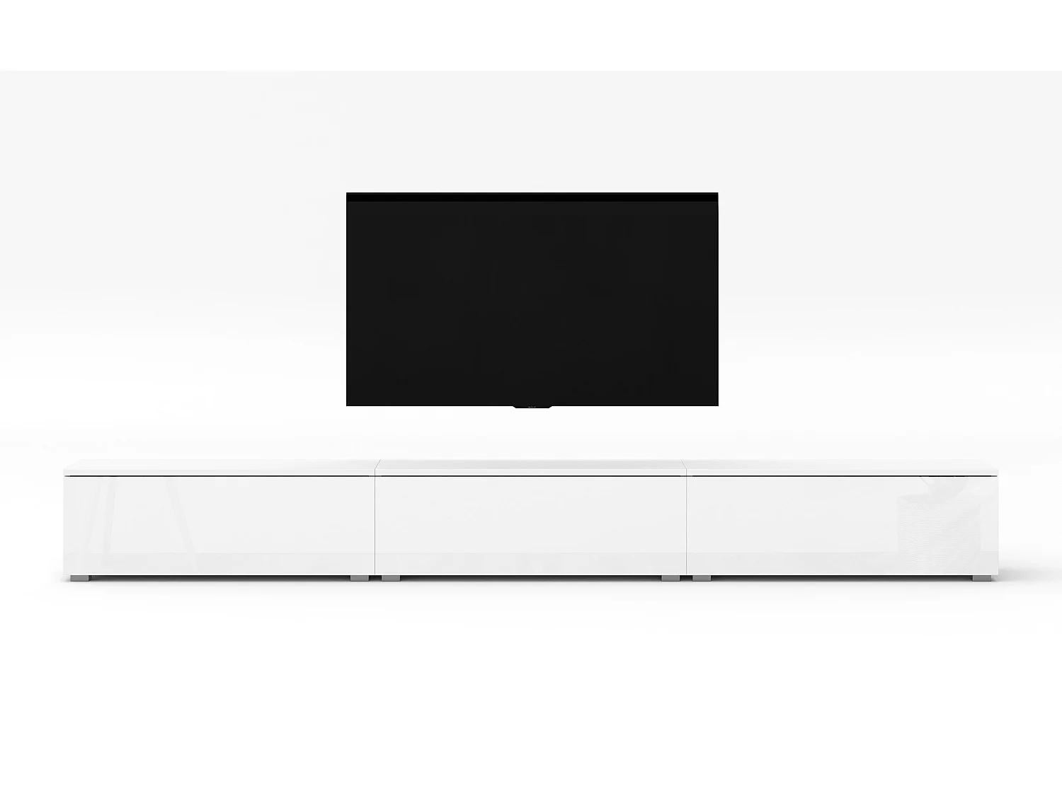 AX LIVING TV Bank weiß Loriano weißes TV Board 3x100 cm Matt/Hochglanz