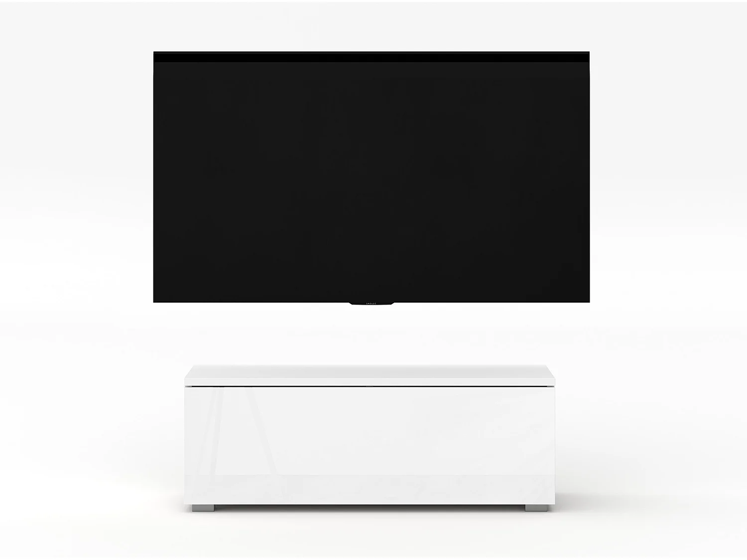 AX LIVING weißes TV Board Loriano 100 cm Lowboard weiß Matt/Hochglanz