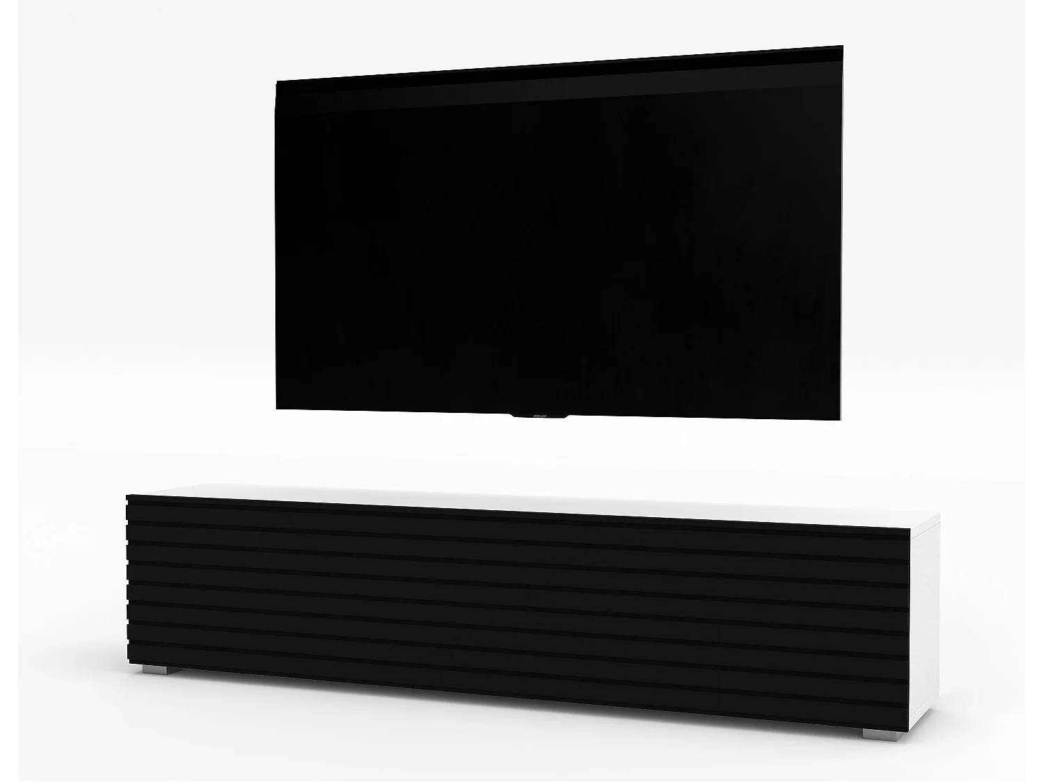 AX LIVING ZIVOLLI Lowboard 160 cm Weiß Schwarze Lamellenfront