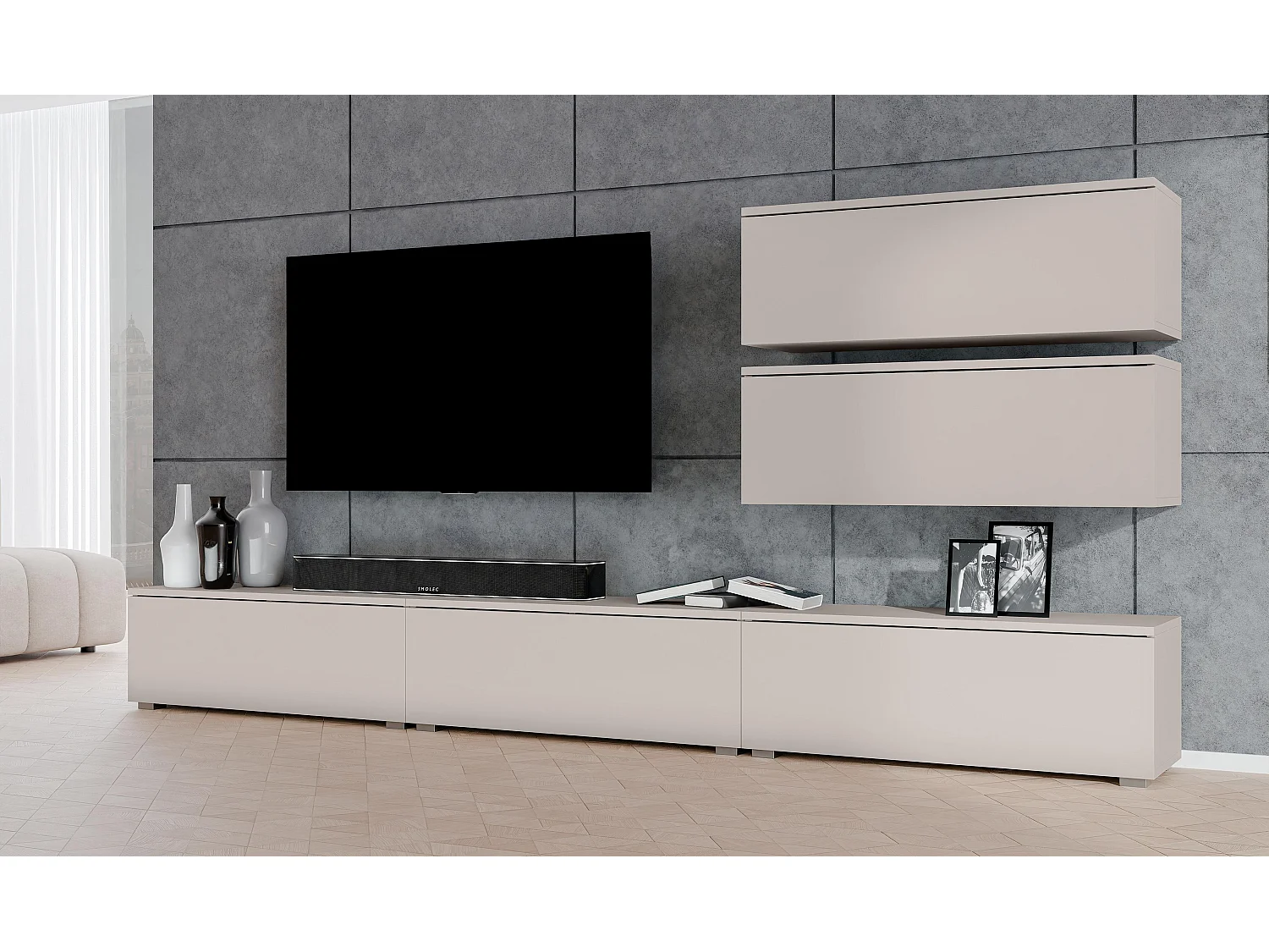AX LIVING Meuble mural Loriano V 300 cm beige cachemire