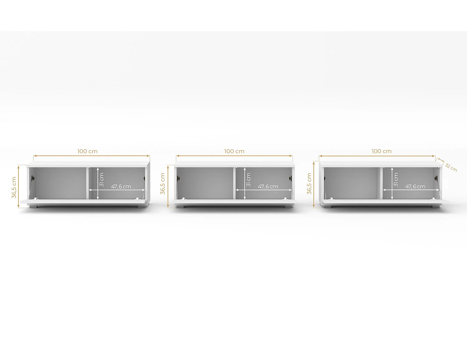 AX LIVING stehendes TV Board Loriano Lowboard Eiche Wotan 3x100 cm