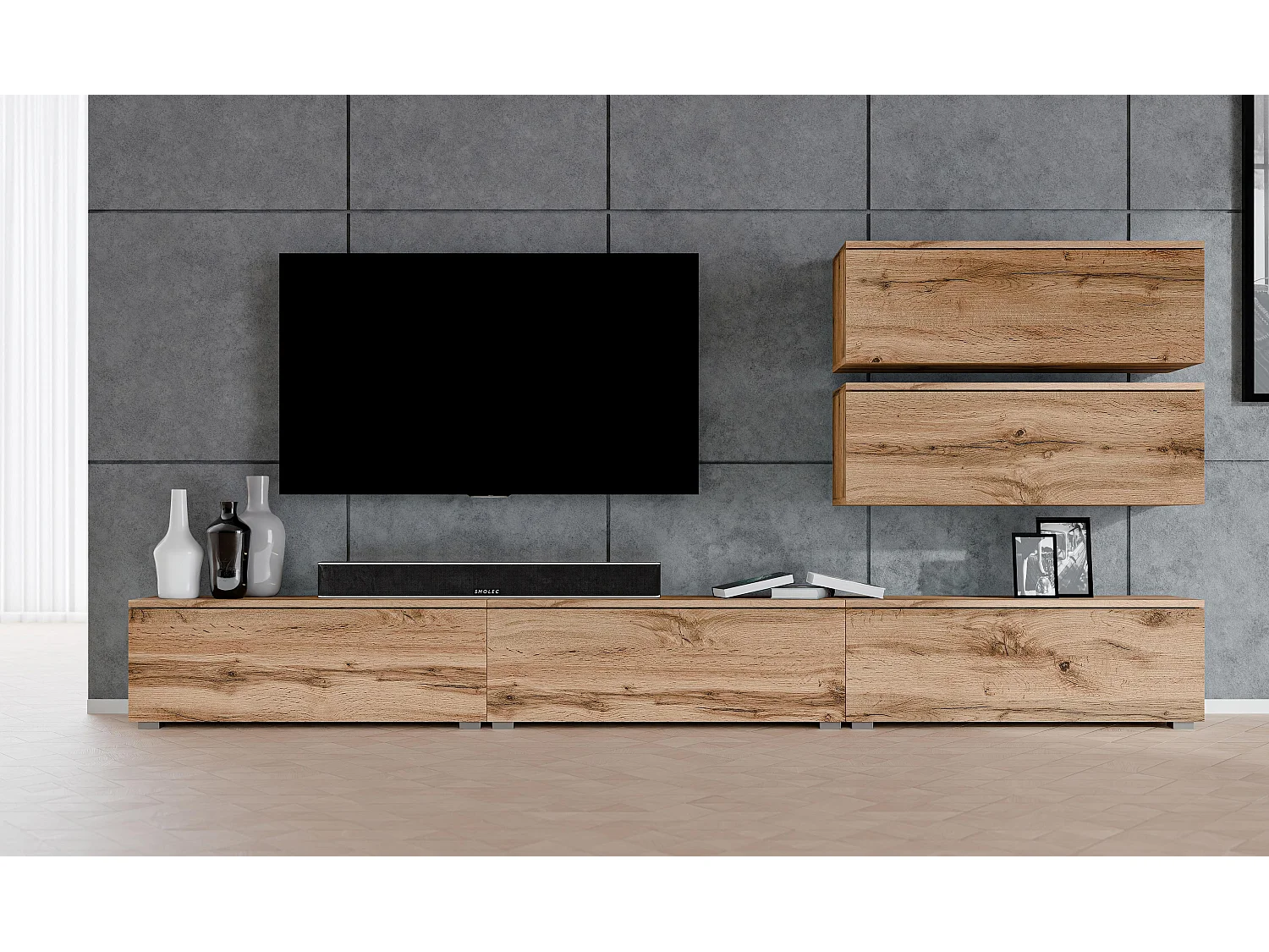 AX LIVING Meuble mural Loriano V 300 cm chêne Wotan