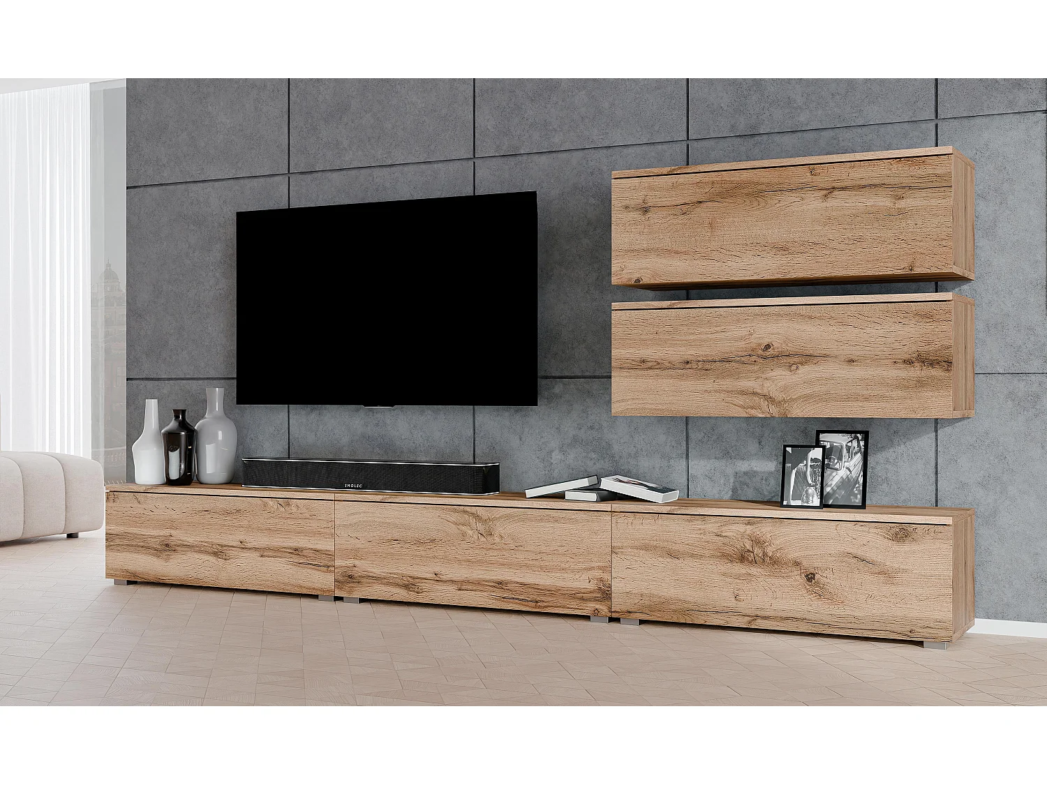 AX LIVING Meuble mural Loriano V 300 cm chêne Wotan