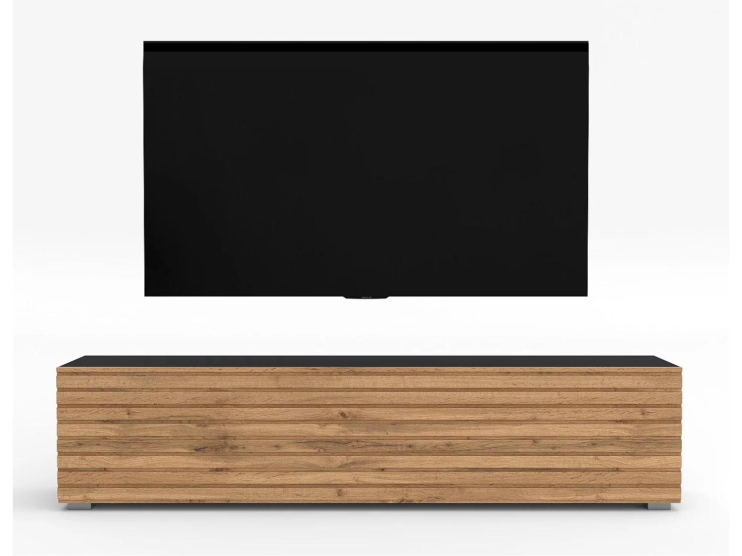 AX LIVING ZIVOLLI TV-Board 160 cm Schwarz mit Wotan Lamellenfront