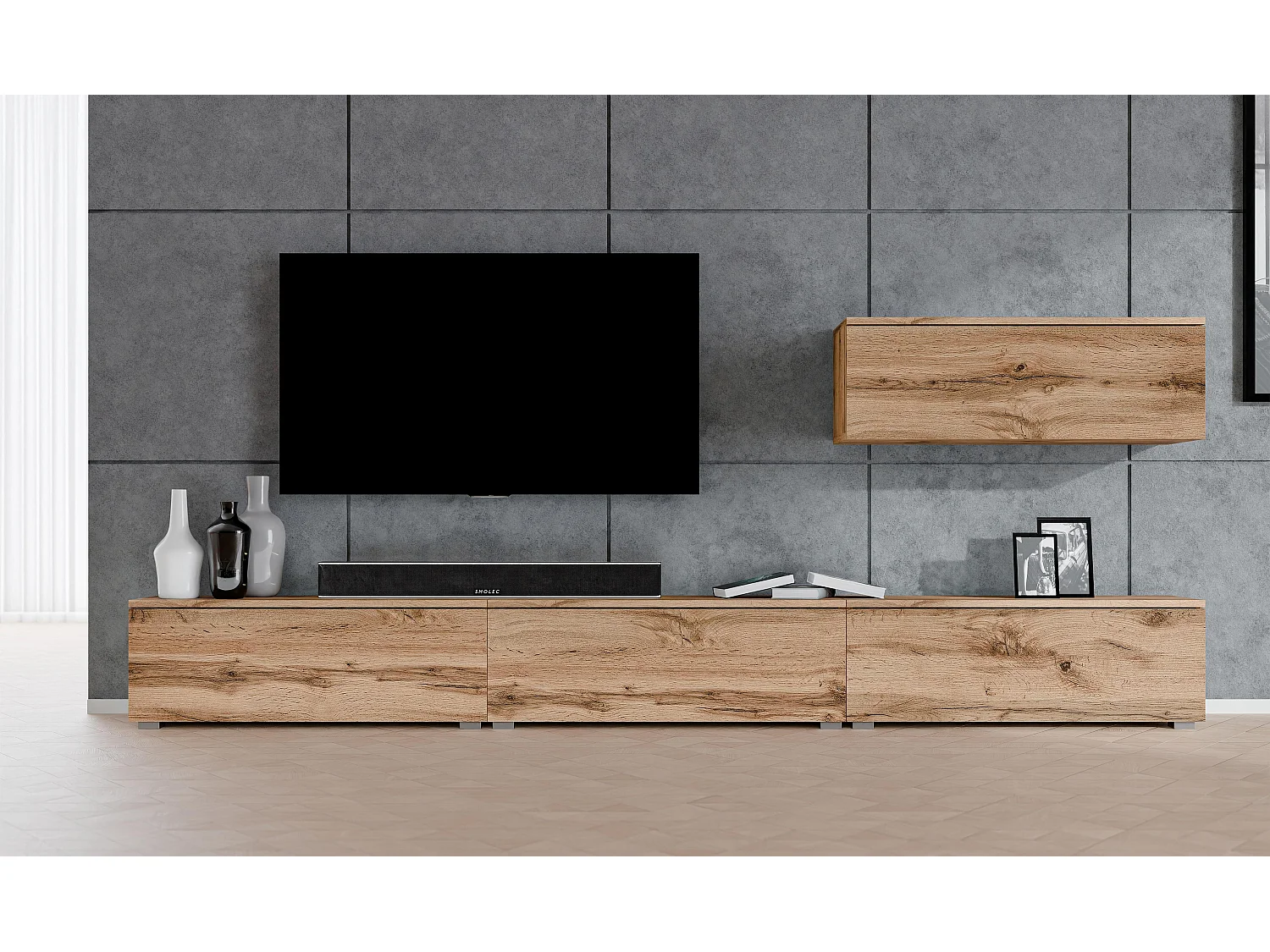 AX LIVING Meuble mural Loriano IV 300 cm chêne Wotan