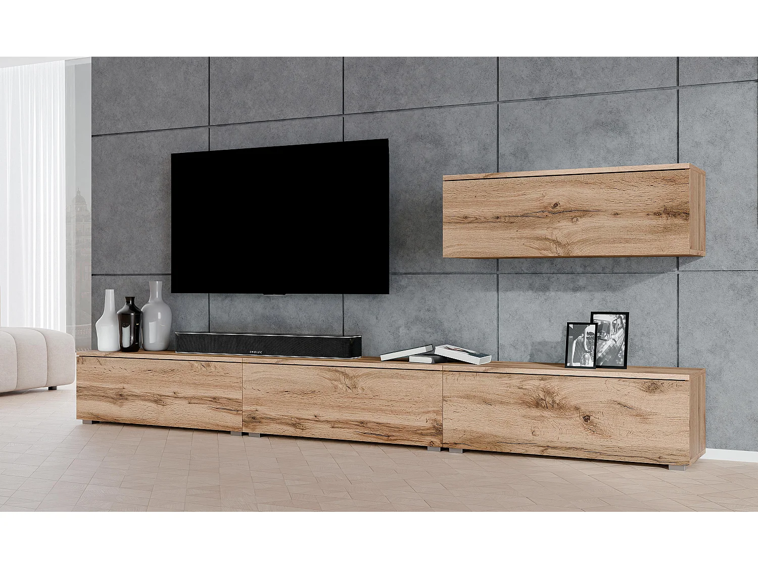 AX LIVING Meuble mural Loriano IV 300 cm chêne Wotan