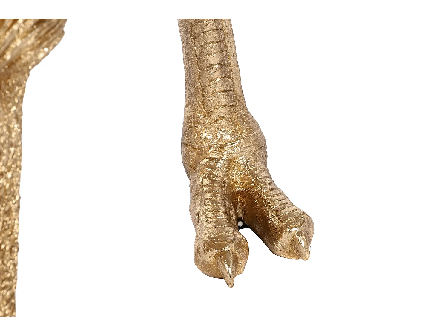 Bijzettafel van hars en glas, 60x60x62 cm, struisvogelmotief.