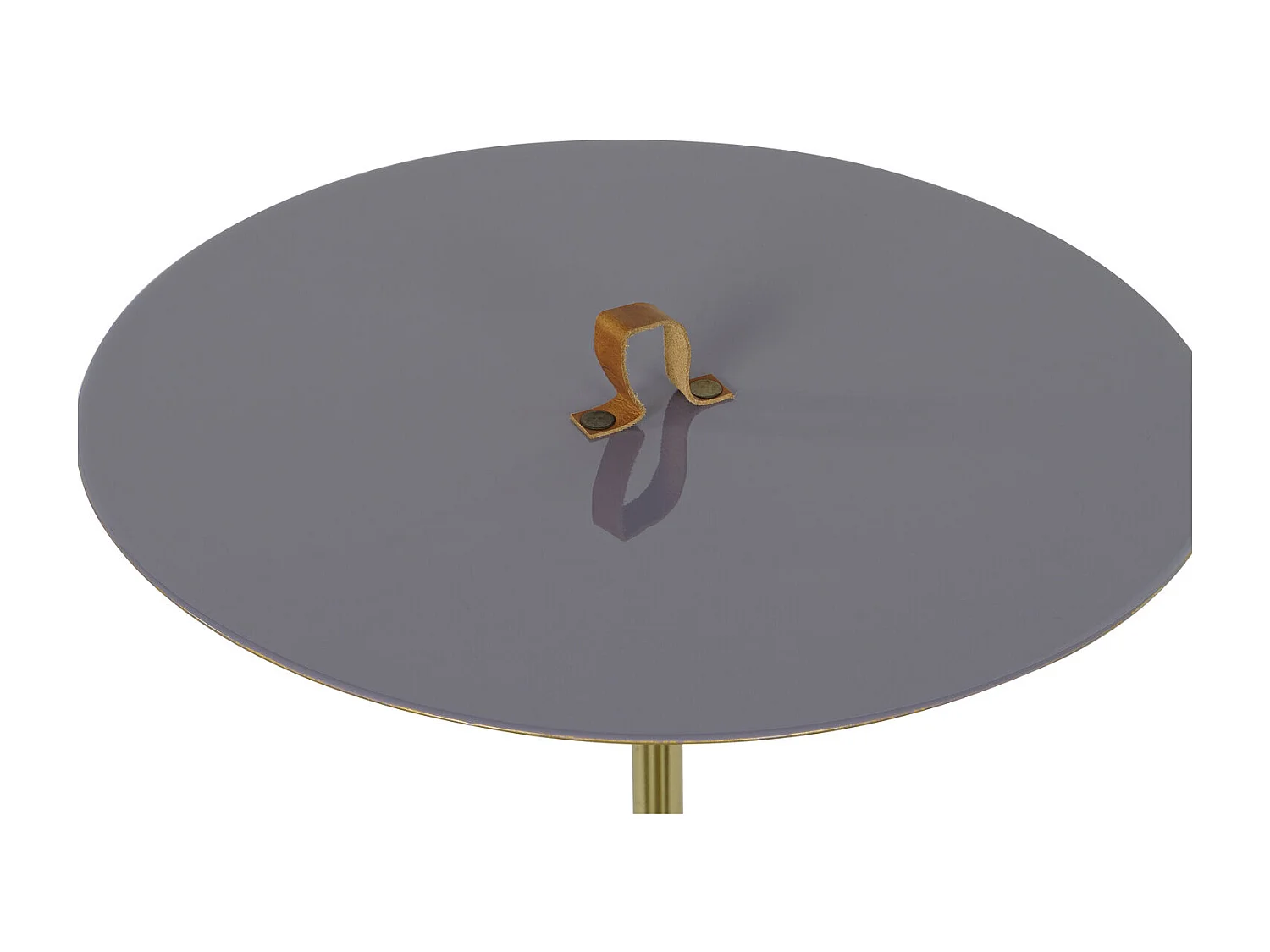 Mesita Auxiliar Hierro Piel 40X40X56 Asa Lacado