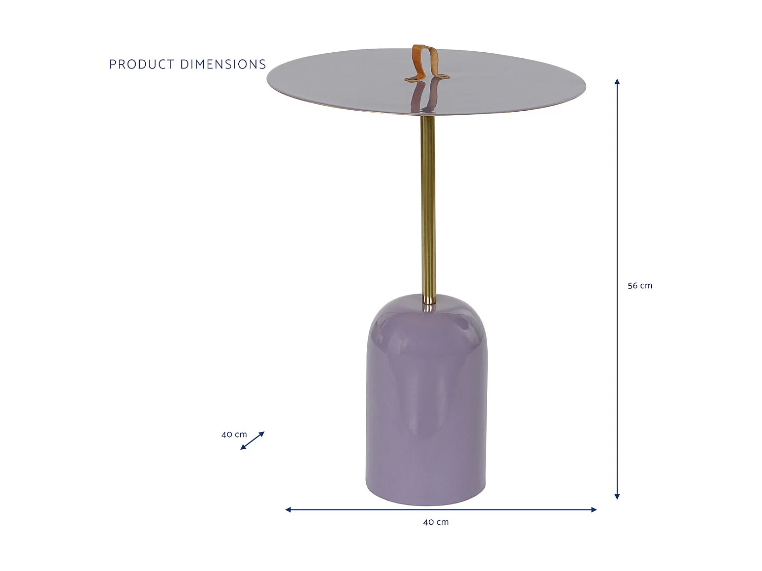 Mesita Auxiliar Hierro Piel 40X40X56 Asa Lacado