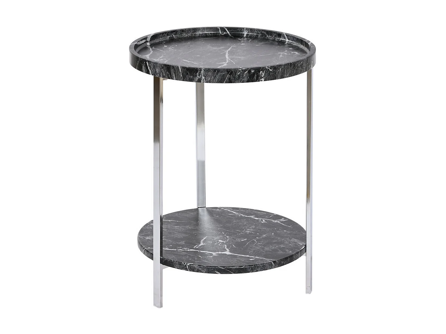 Mesa auxiliar em MDF Inox 40x40x53 com acabamento em mármore sintético