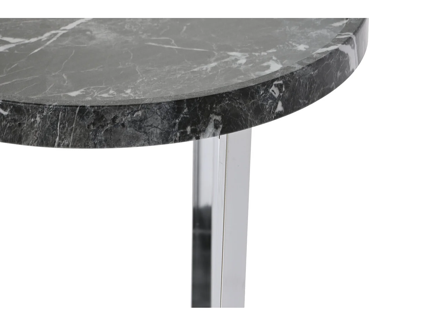 Mesa auxiliar em MDF Inox 40x40x53 com acabamento em mármore sintético