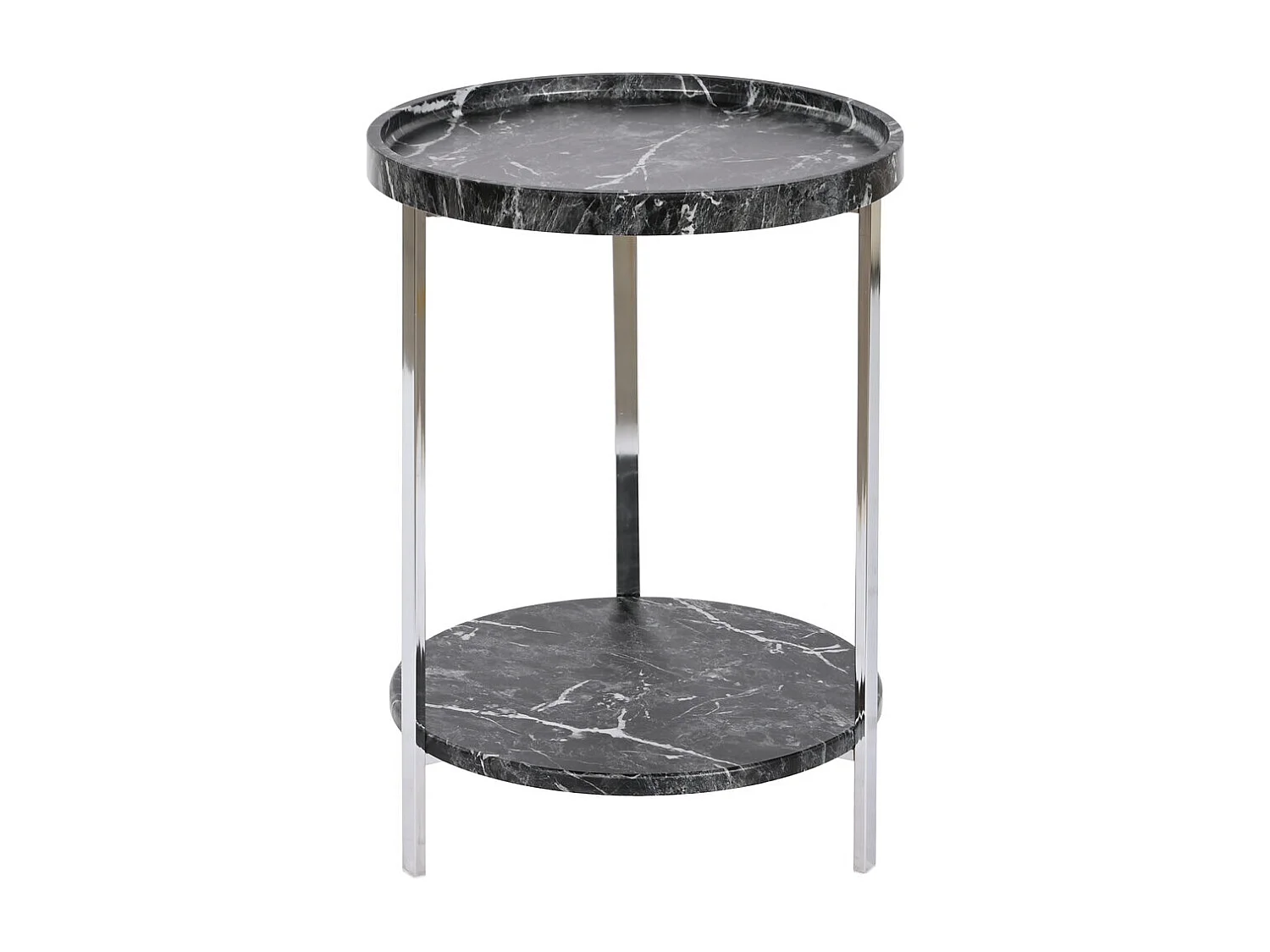 Mesa auxiliar em MDF Inox 40x40x53 com acabamento em mármore sintético