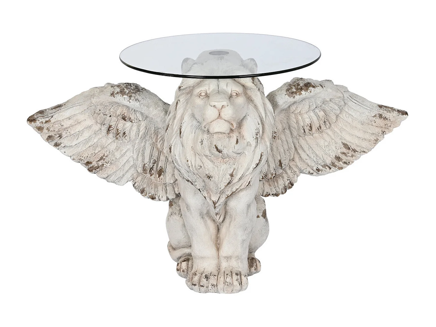 Magnesia bijzettafel 96x62x61 cm met gevleugelde leeuw