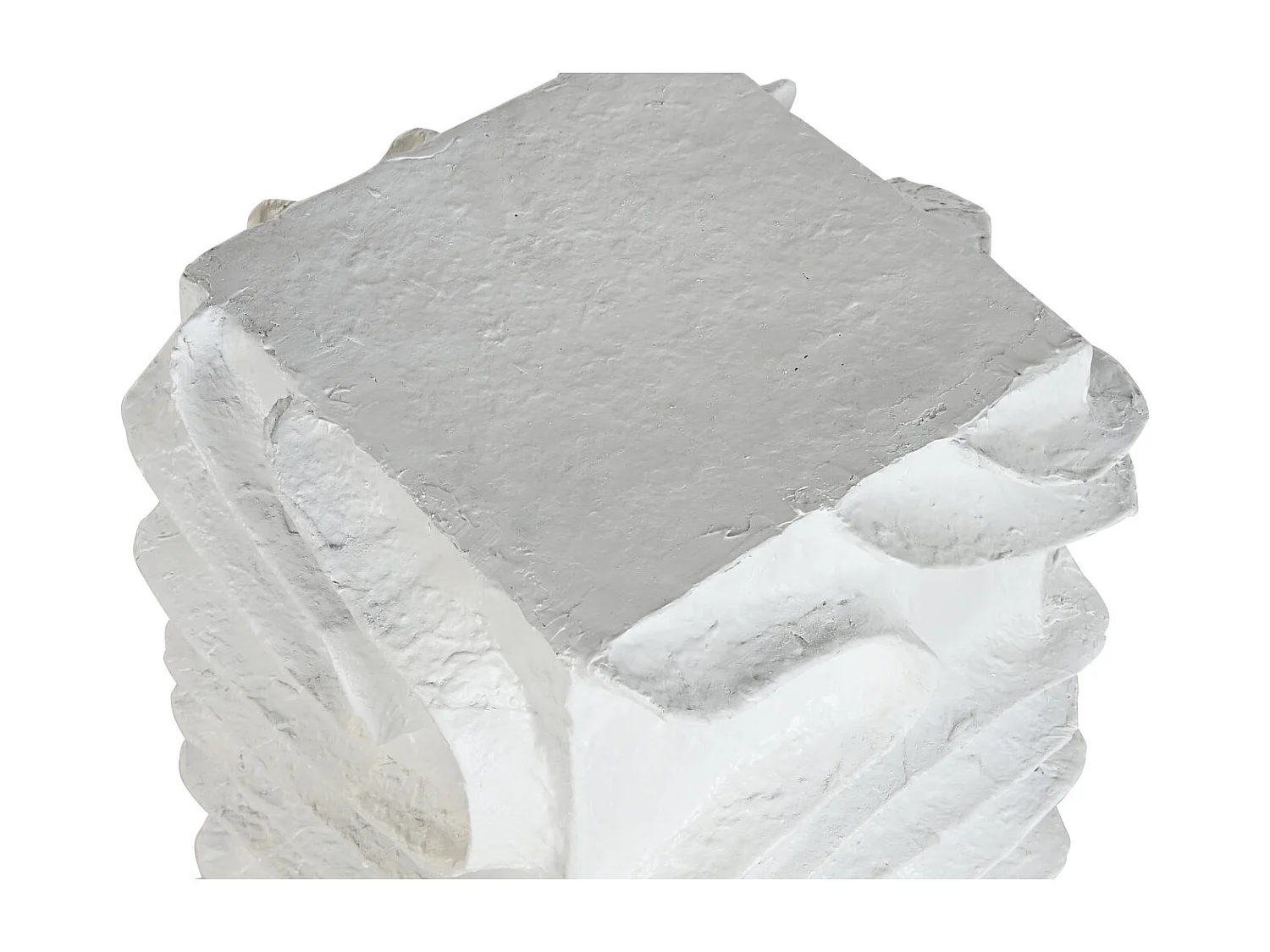 Pedestal em MDF com textura de papel machê, 29x29x80 cm, estilo moderno 3D.