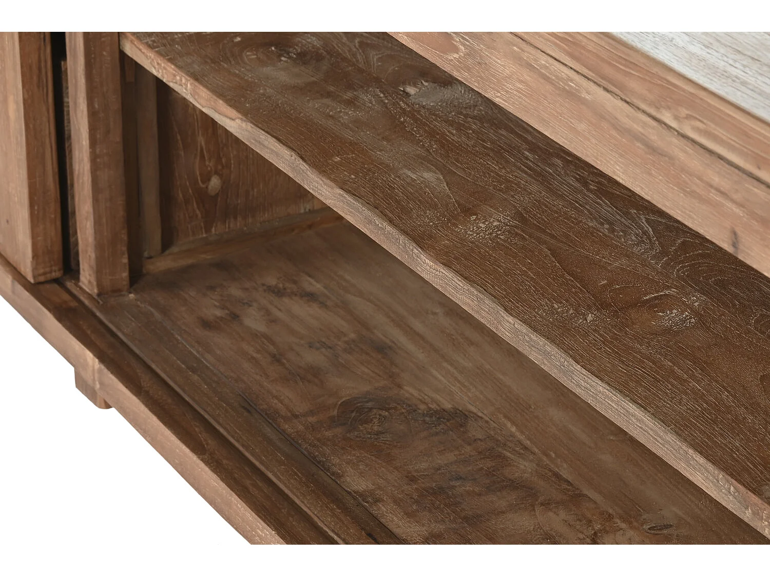 TV-meubel van gerecycled teakhout, 250x45x60 cm, 2 deuren, 4 lades