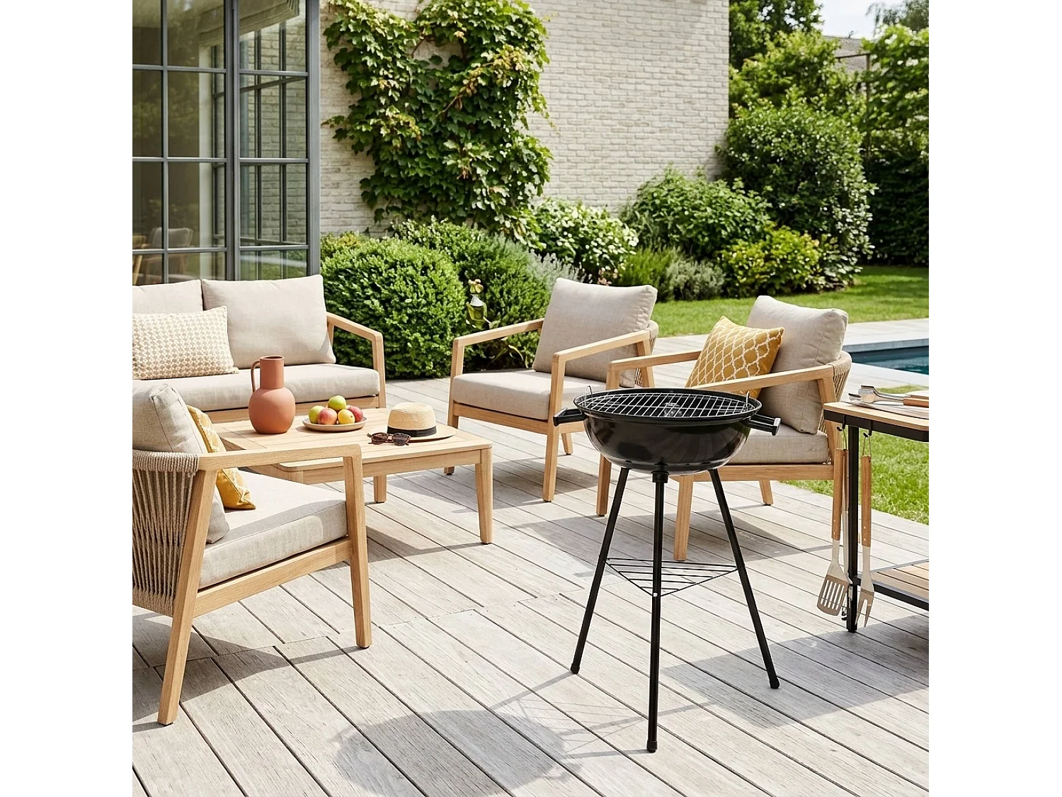 Barbecue boule charbon de bois. grill Ø39cm noir - Marcel