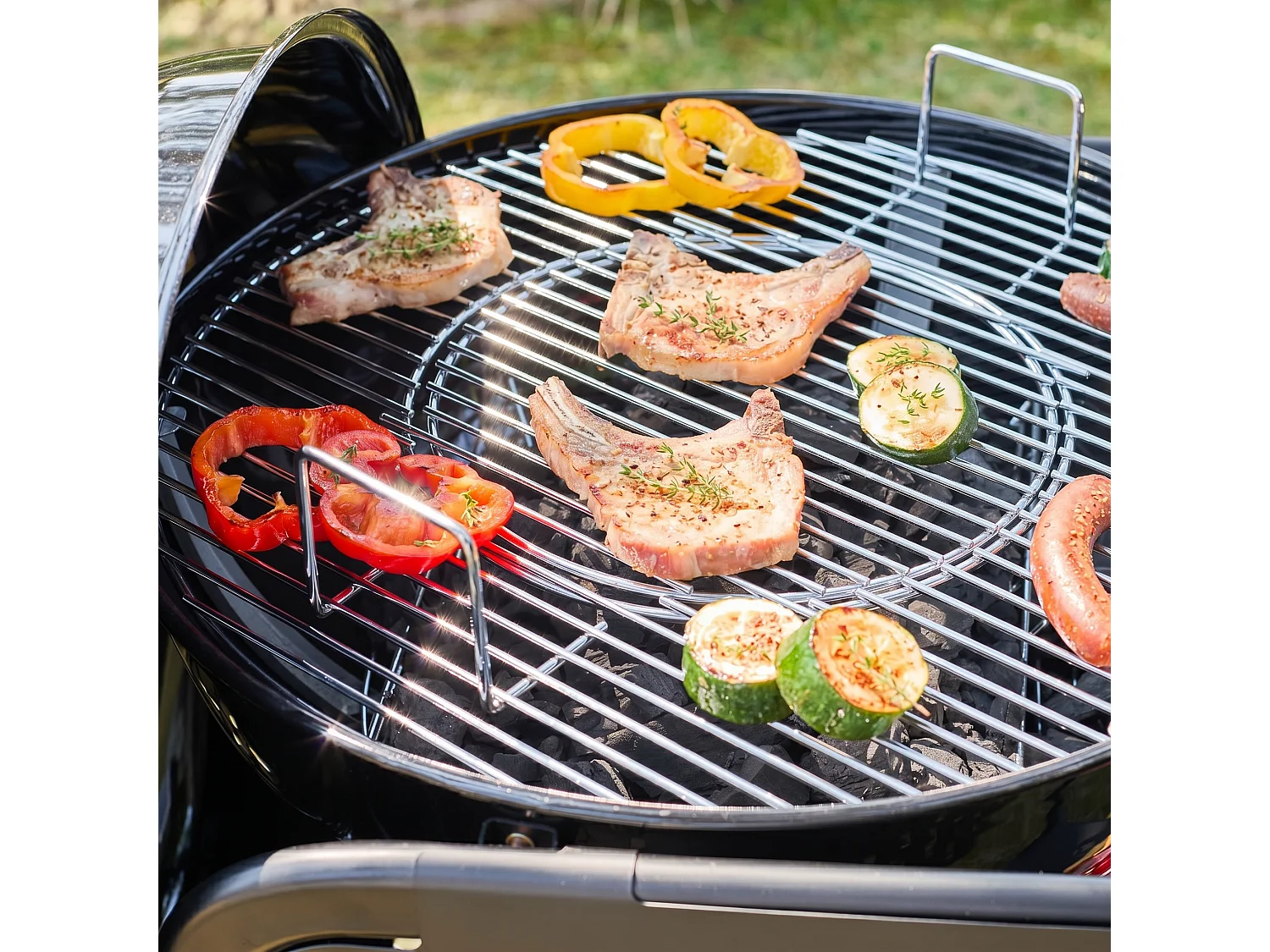 Barbecue rond charbon de bois acier émaillé Ø53cm. grill noir avec chariot - Maurice
