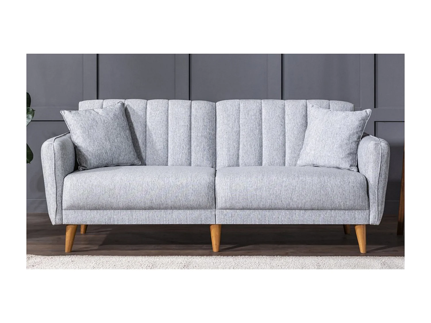 Canapé-lit 3 places en tissu "Aqua" 205 x 85 x 85 cm - Gris