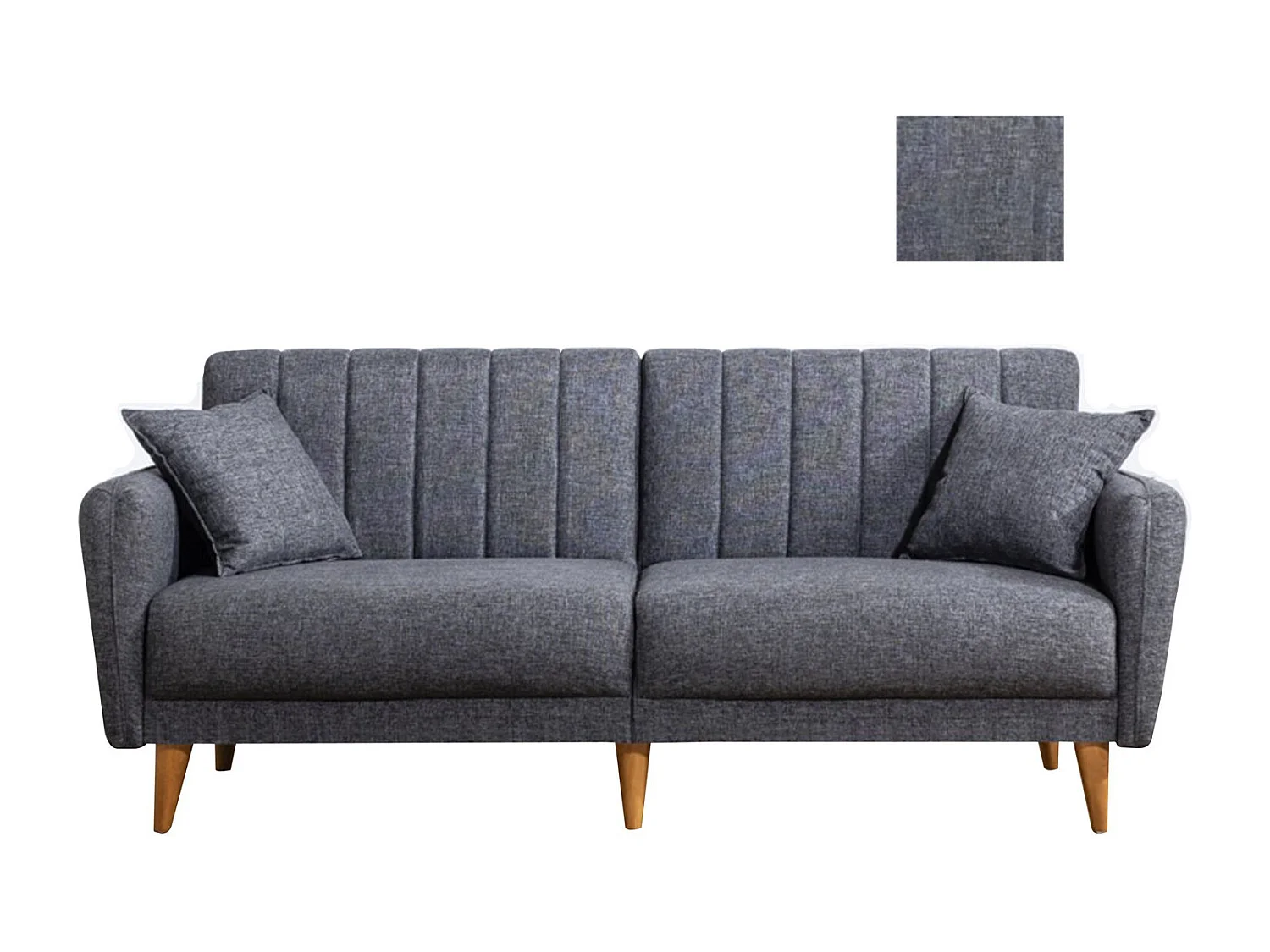 Canapé-lit 3 places en tissu "Aqua" 205 x 85 x 85 cm - Gris foncé