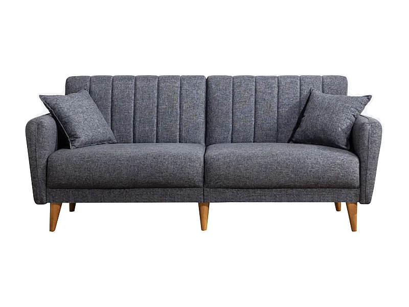 Canapé-lit 3 places en tissu "Aqua" 205 x 85 x 85 cm - Gris foncé