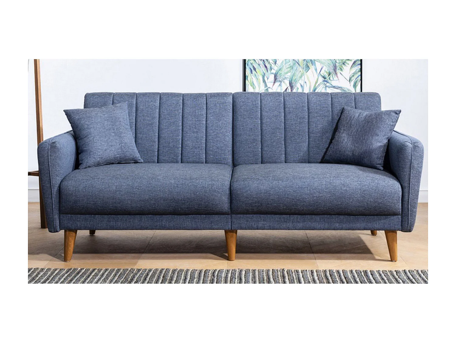 Canapé-lit 3 places en tissu "Aqua" 205 x 85 x 85 cm - Bleu foncé