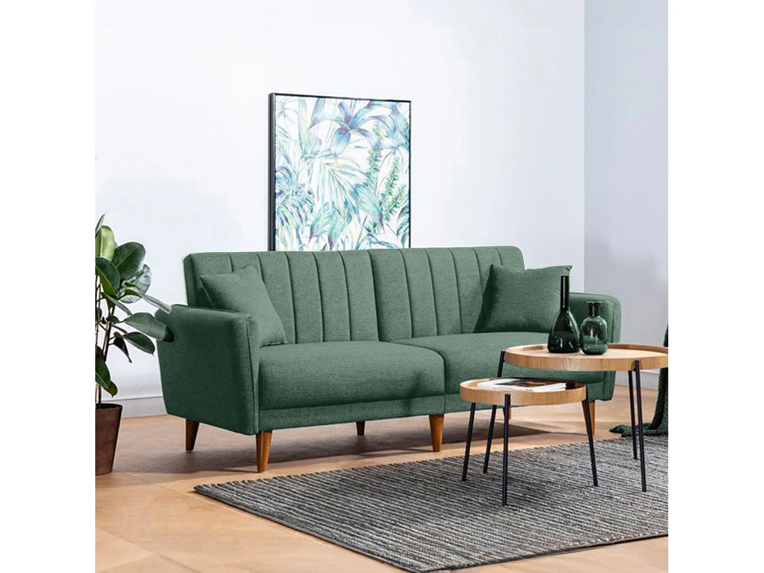 Canapé-lit 3 places en tissu "Aqua" 205 x 85 x 85 cm - Vert