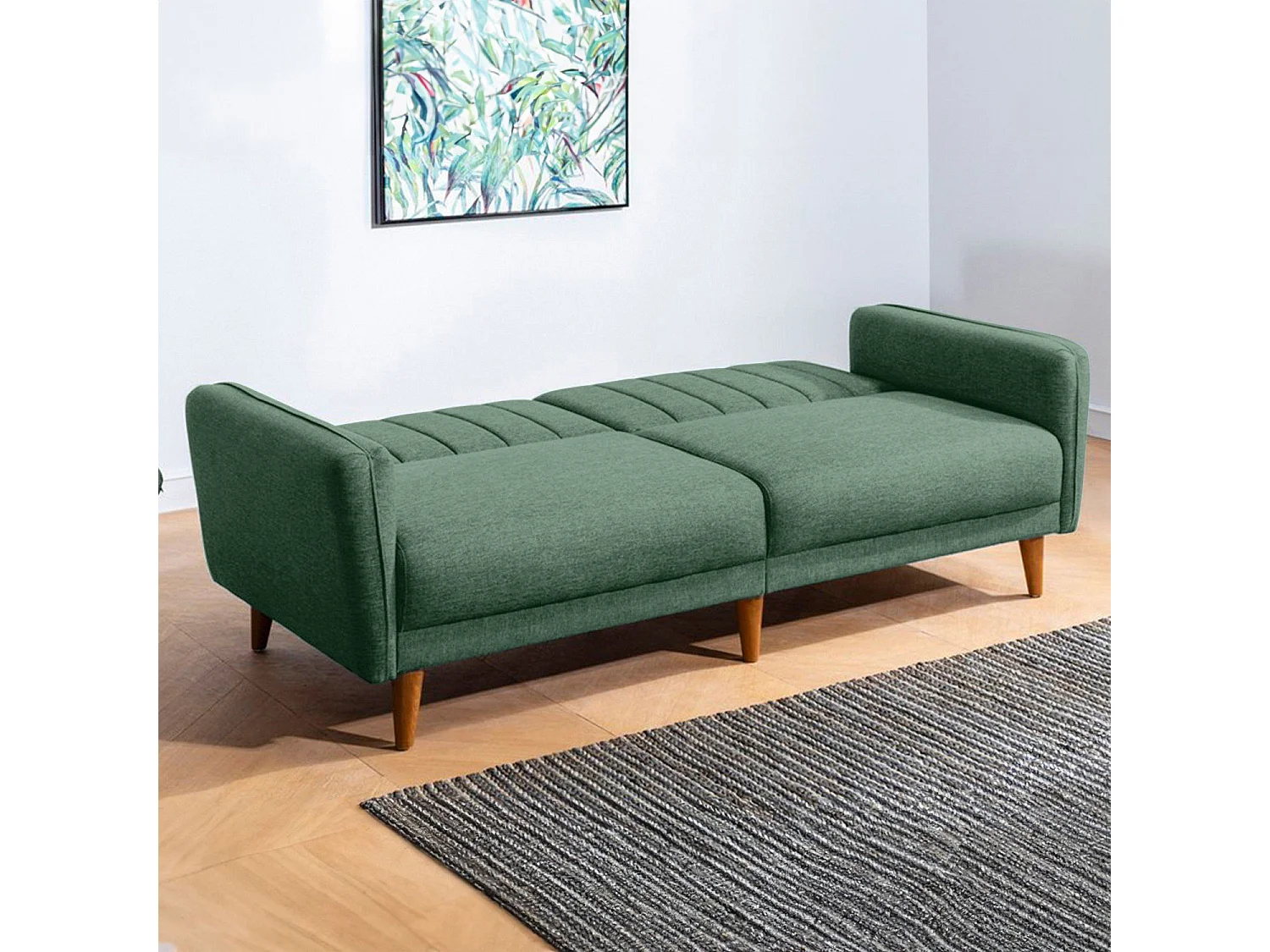 Canapé-lit 3 places en tissu "Aqua" 205 x 85 x 85 cm - Vert