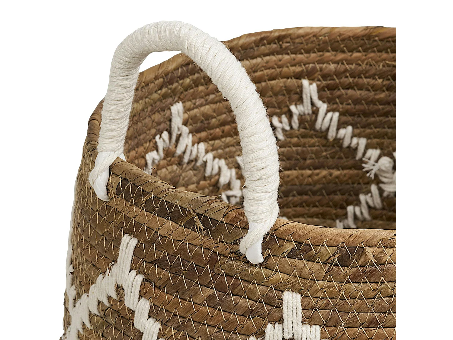 Panier de rangement à anses en fibre naturelle tressée motif losange (lot de 2)