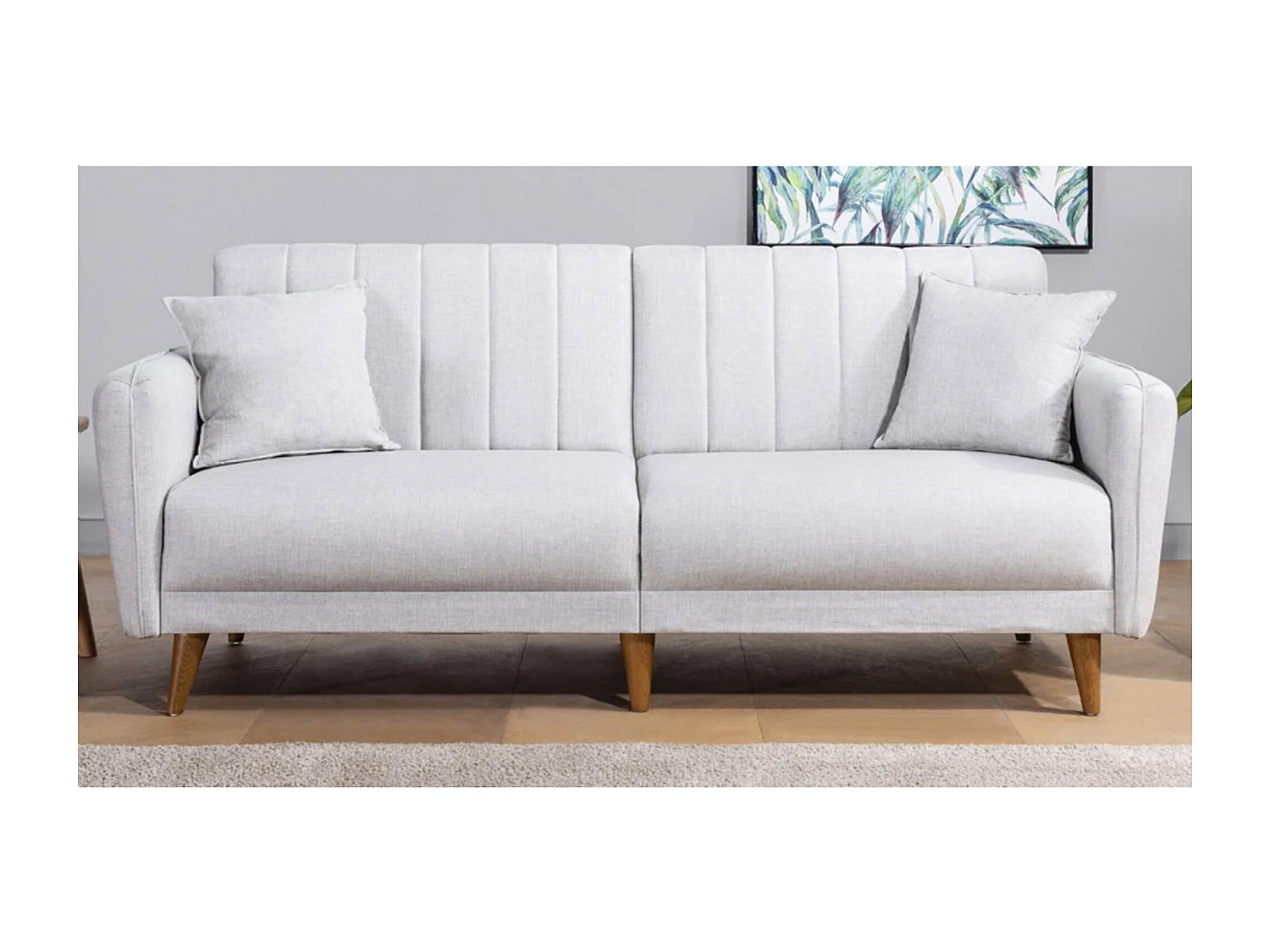 Canapé-lit 3 places en tissu "Aqua" 205 x 85 x 85 cm - Crème