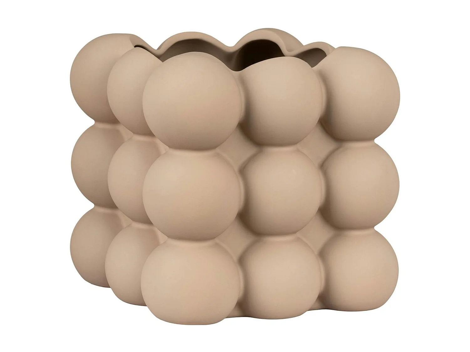 Cache-pot design marron à gros pois H 13 cm