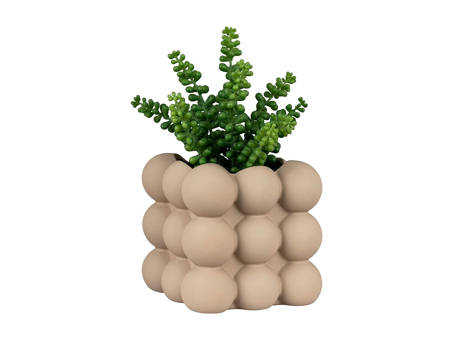 Cache-pot design marron à gros pois H 13 cm