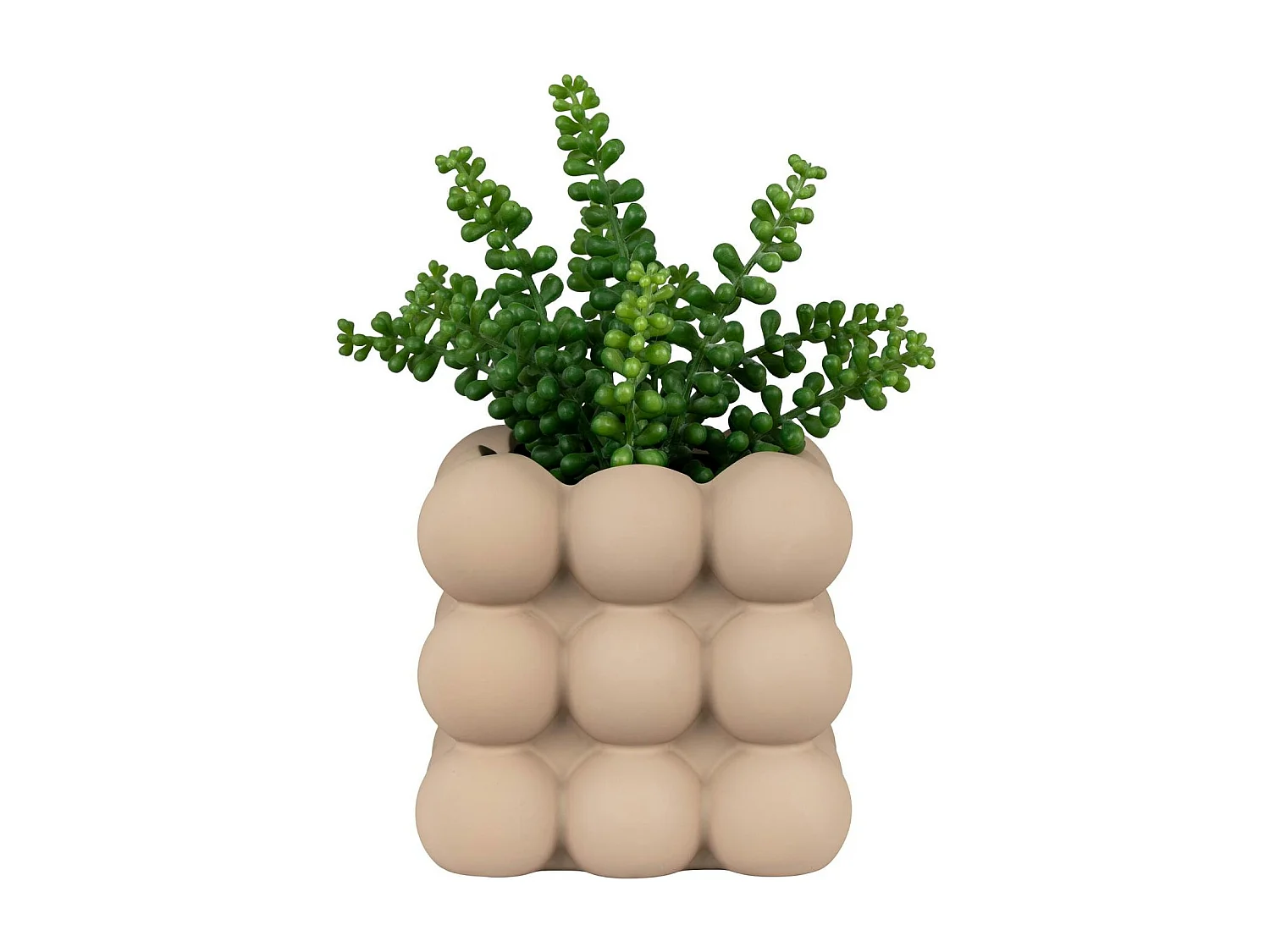 Cache-pot design marron à gros pois H 13 cm