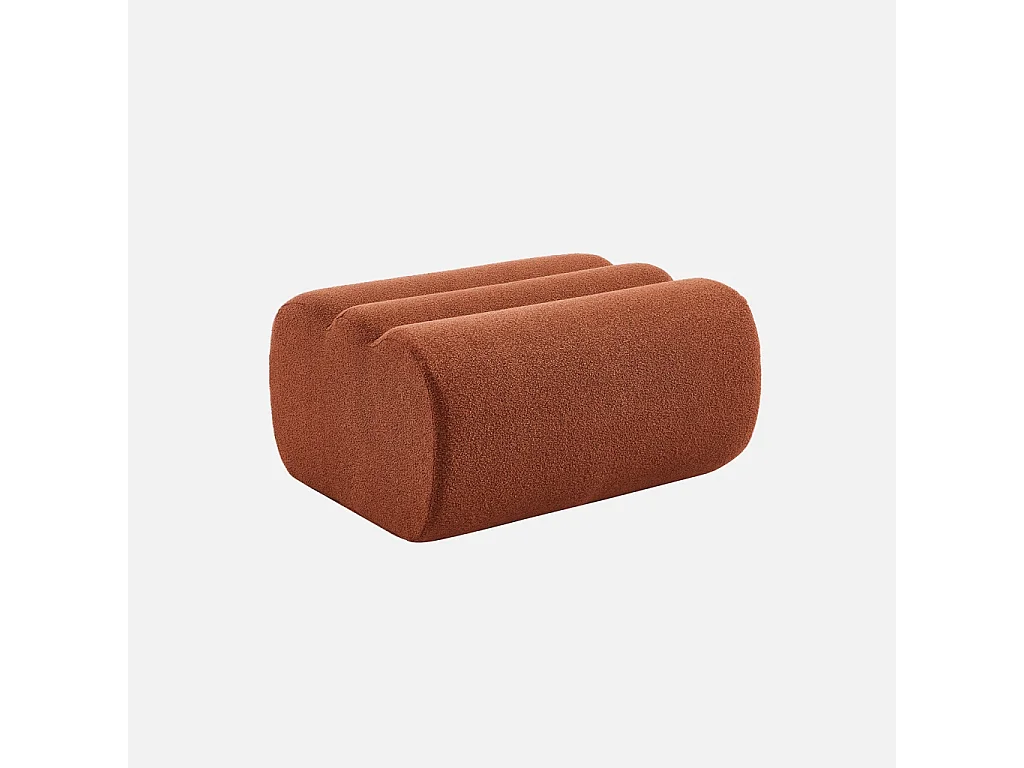Canapé modulable bouclette texturée 3 places avec repose pied terracotta - Nova