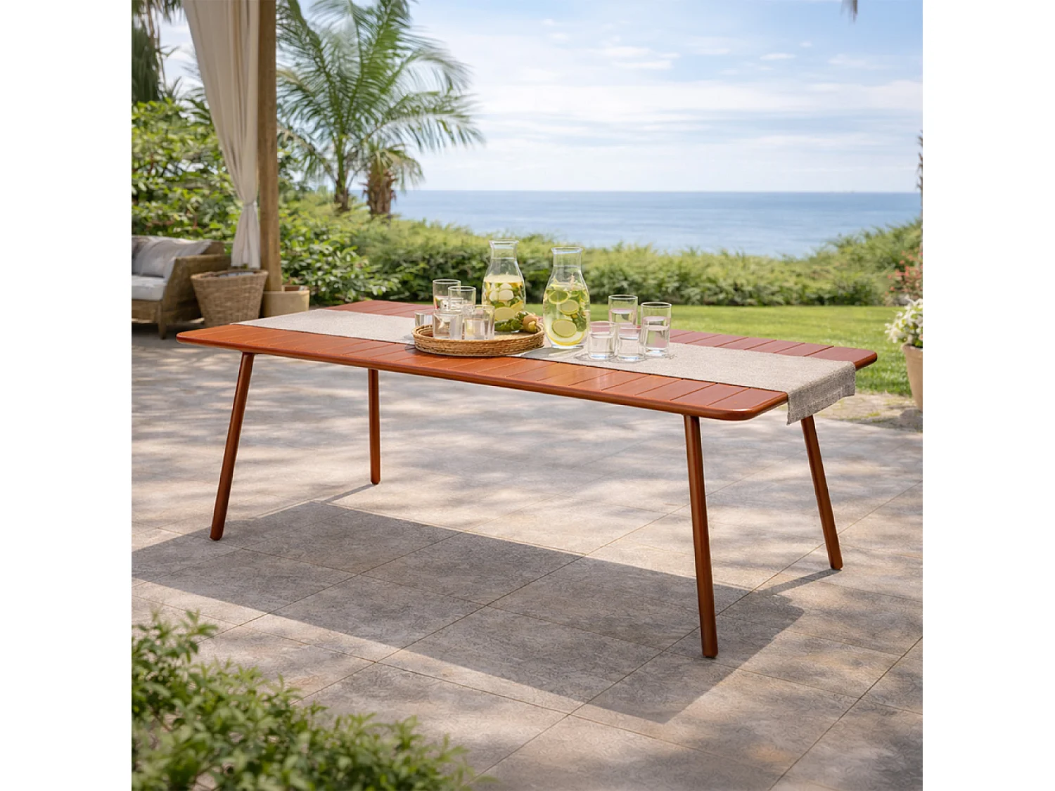Table de jardin 8-10 places 200cm terracotta BERGAME