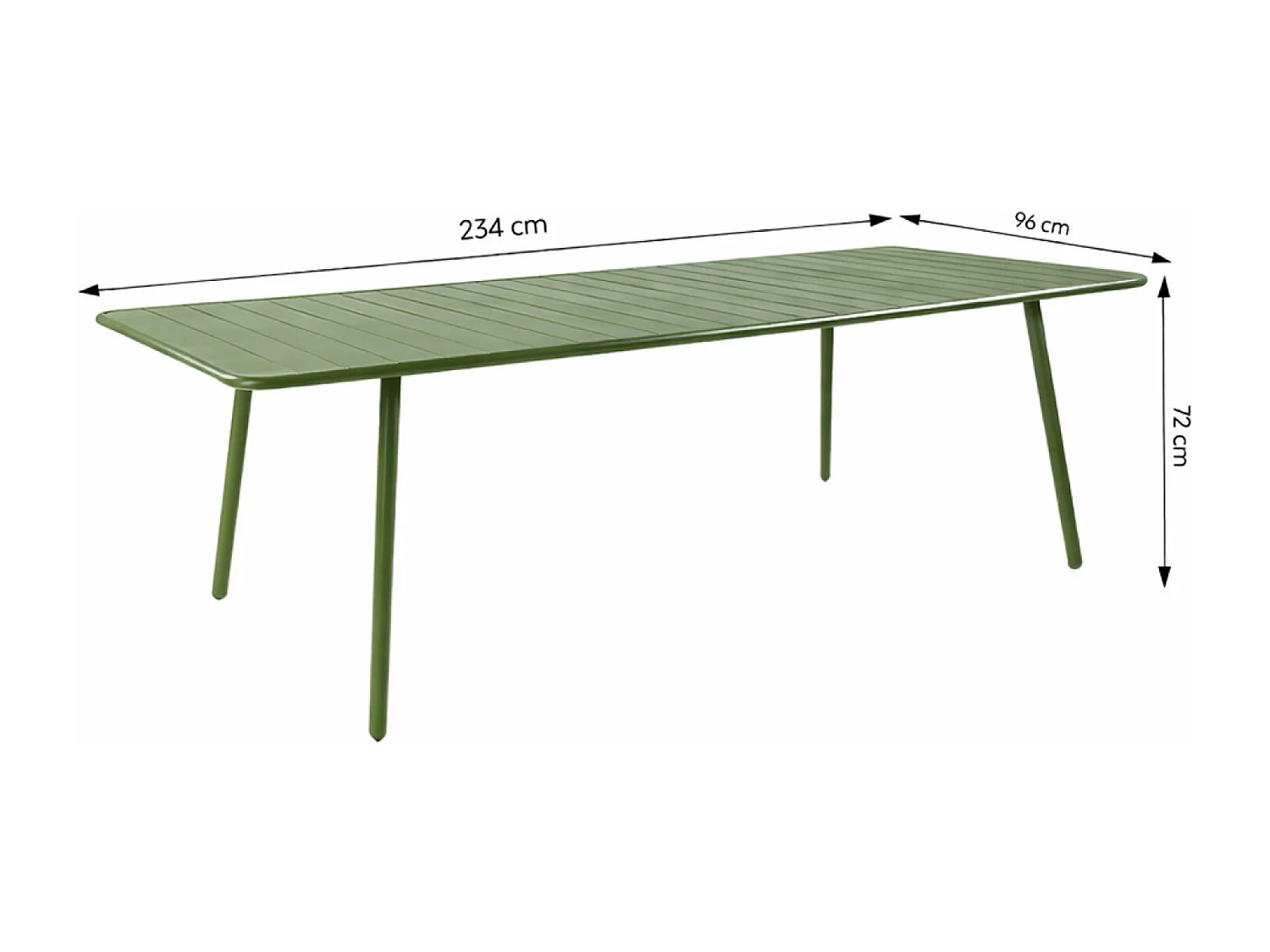 Table de jardin 10-12 places 234cm verte BERGAME
