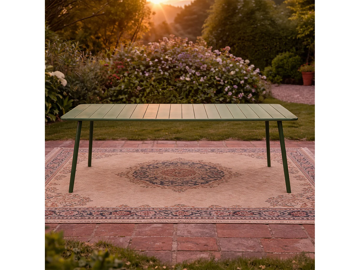 Table de jardin 10-12 places 234cm verte BERGAME