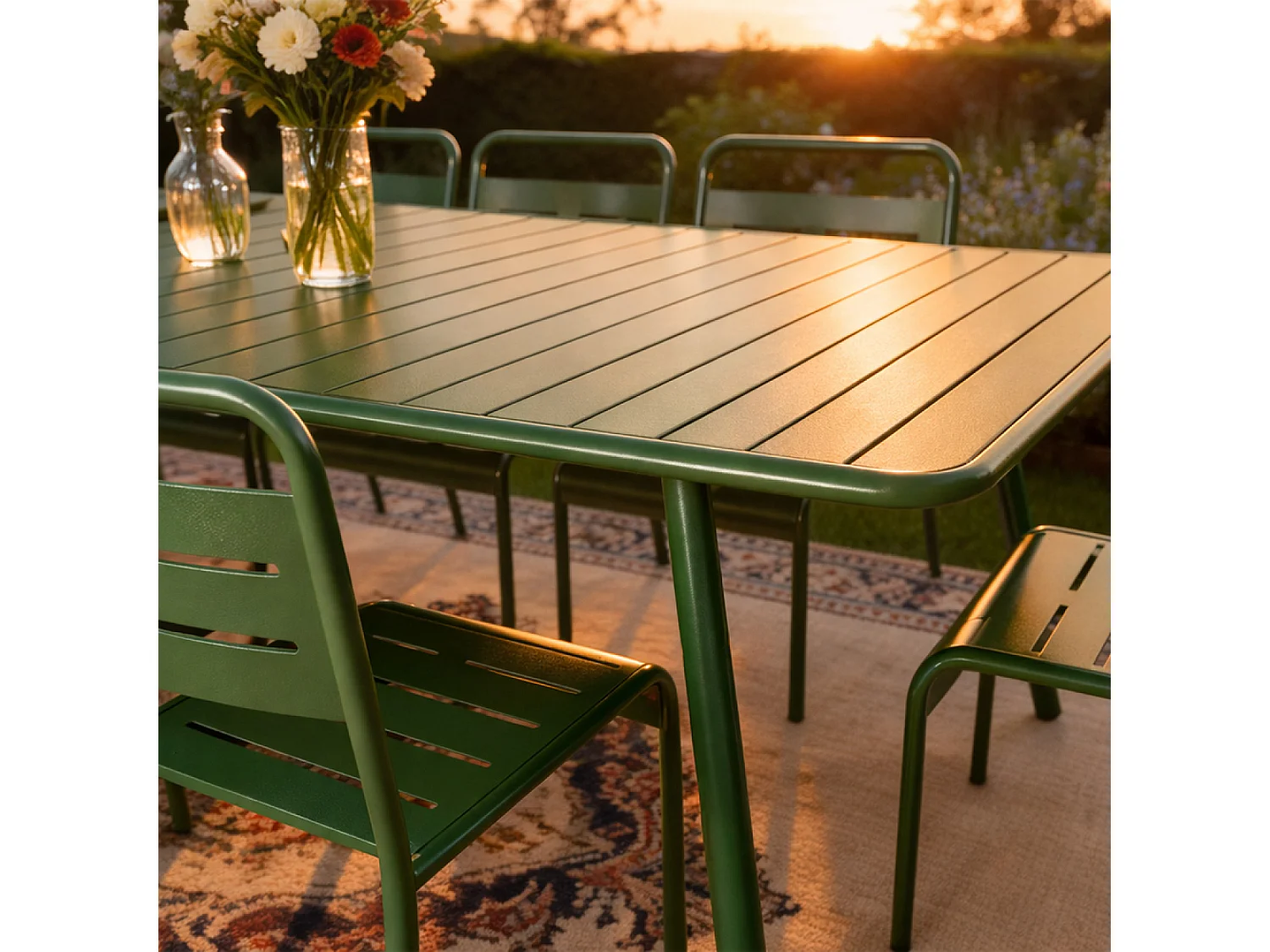 Table de jardin 10-12 places 234cm verte BERGAME