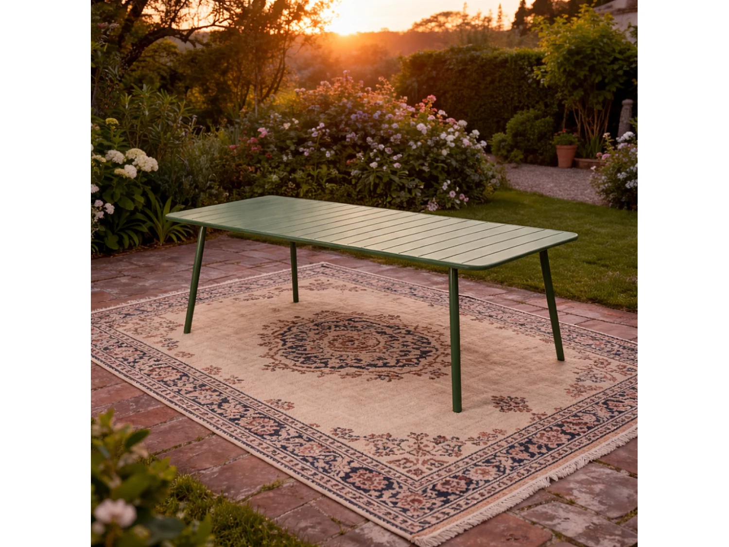 Table de jardin 10-12 places 234cm verte BERGAME