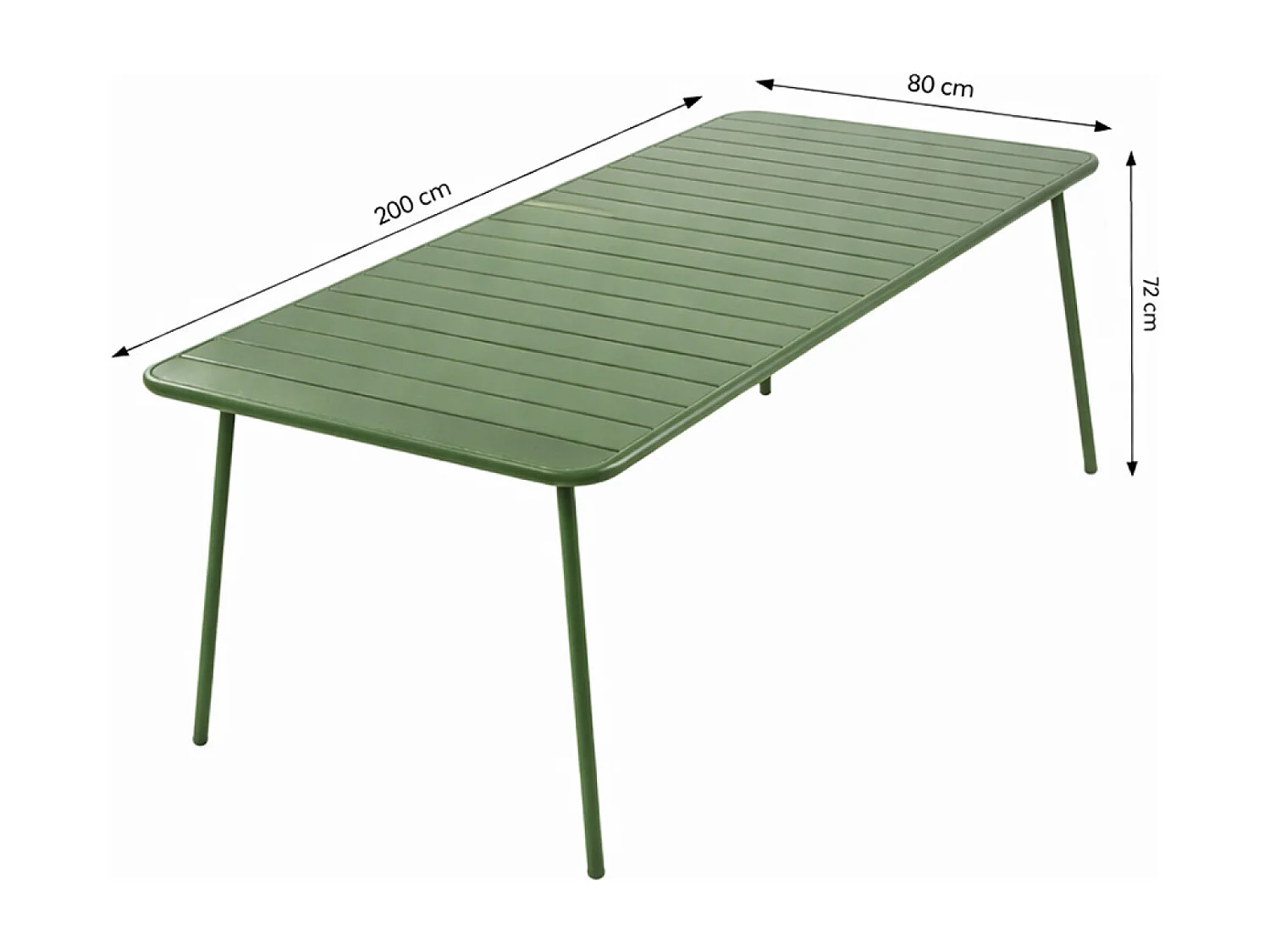 Table de jardin 8-10 places 200cm verte BERGAME