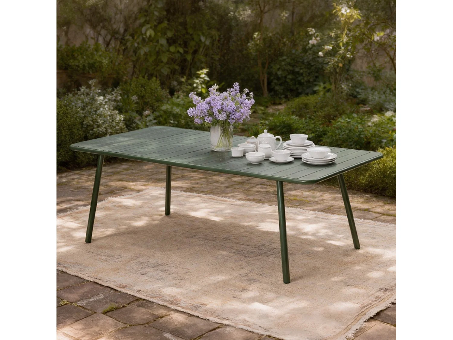 Table de jardin 8-10 places 200cm verte BERGAME