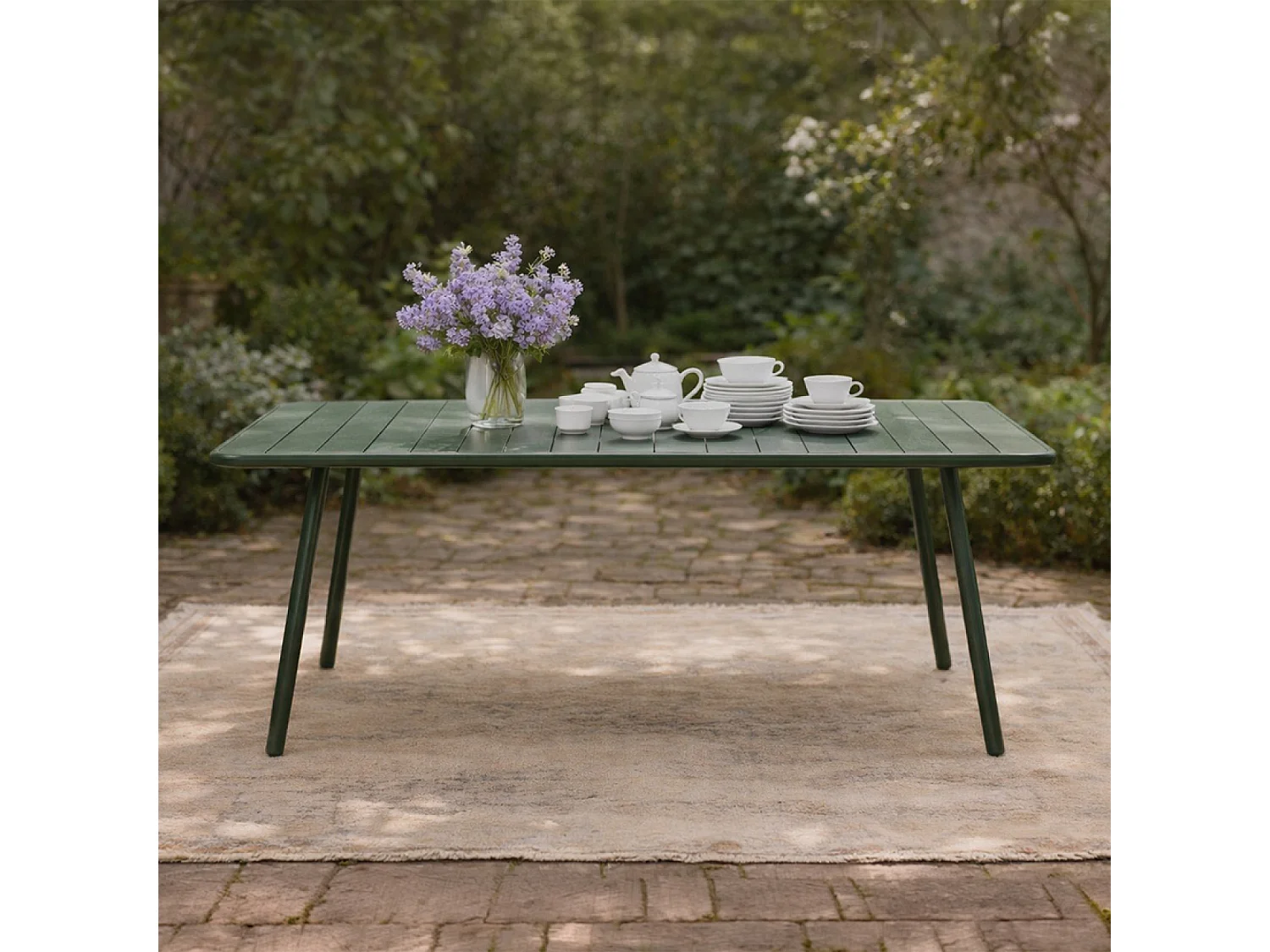 Table de jardin 8-10 places 200cm verte BERGAME