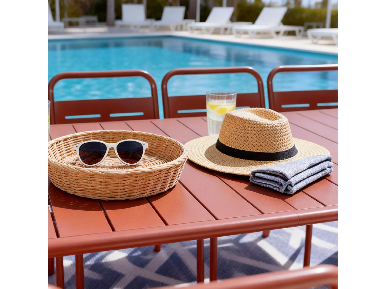 Table de jardin 10-12 places 234cm terracotta BERGAME