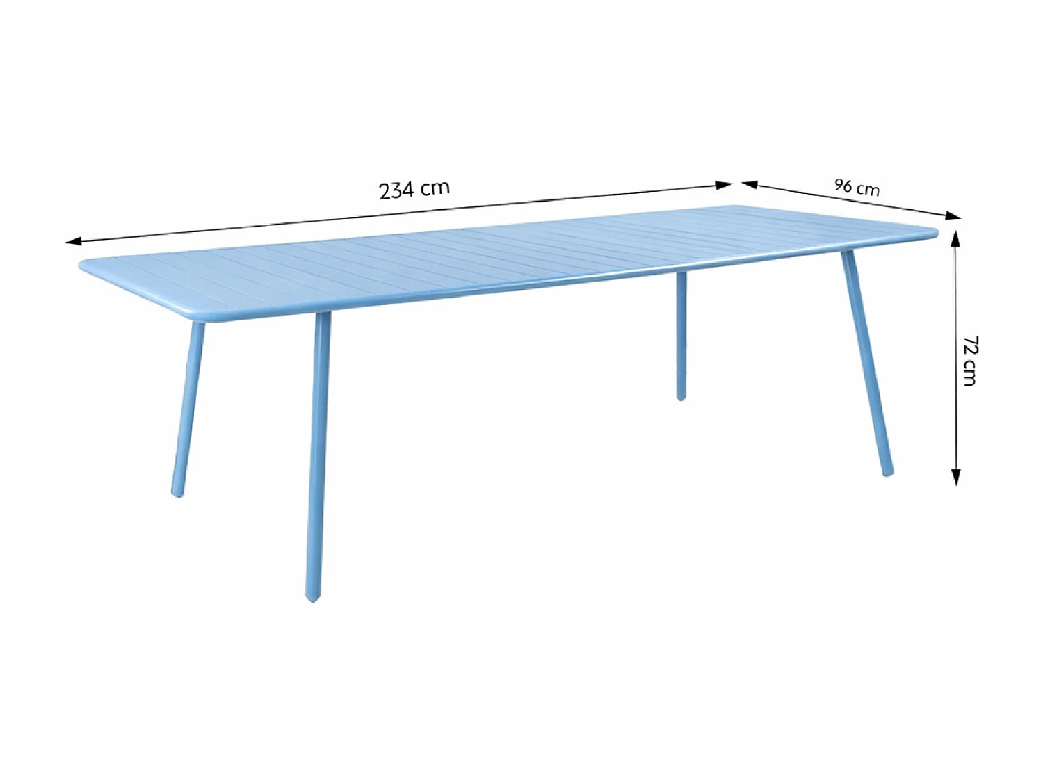 Table de jardin 10-12 places 234cm bleue BERGAME