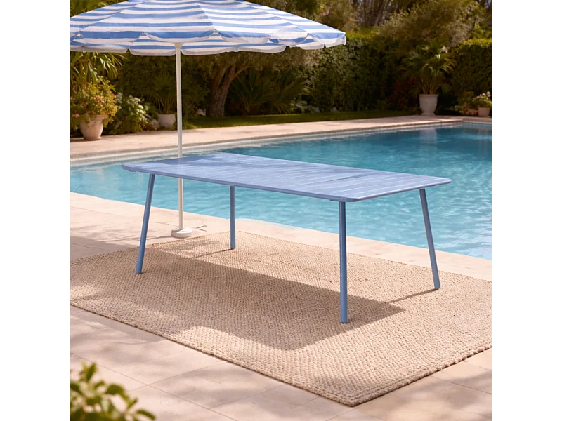 Table de jardin 10-12 places 234cm bleue BERGAME